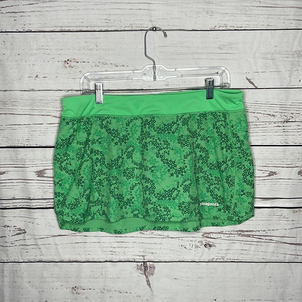 Patagonia Nine Trails Skirt Skort Skirt Women's Size L Netta Print Green Floral!